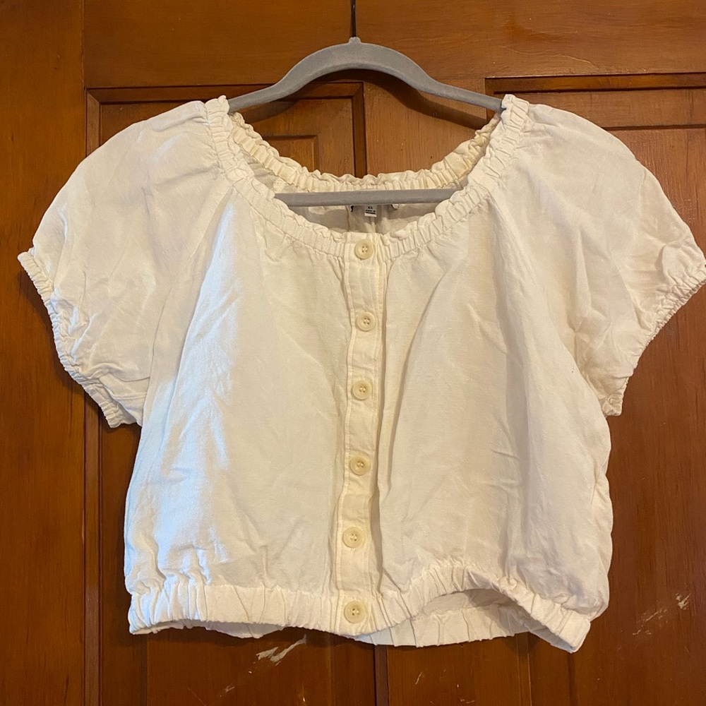 Madewell Ivory Ruffle Top